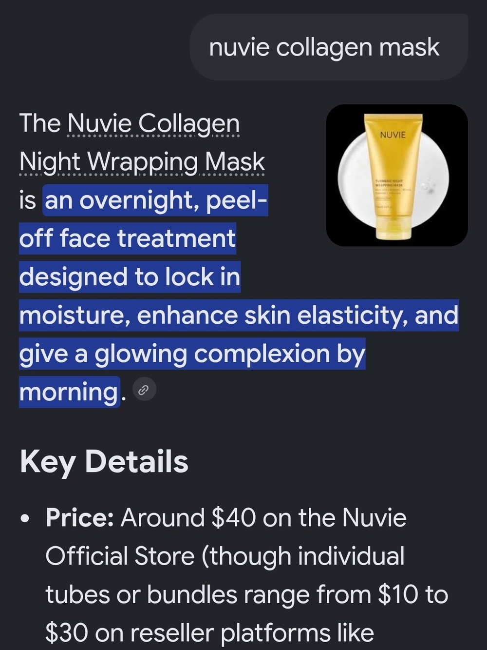 Gold Overnight Collagen Mask - Hydrating Night Peel-Off (Gold)